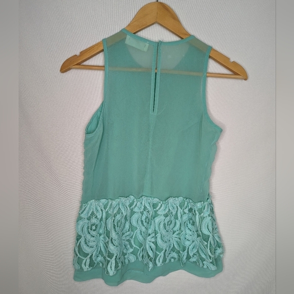 Zara Blue Lace Sheer Back Tank Top Small - Picture 5 of 10